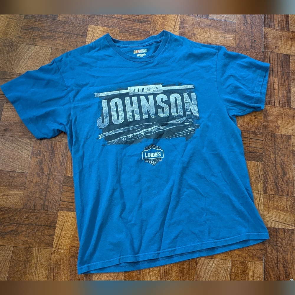 NASCAR Jimmie Johnson Lowe's Racing Blue Short Sleeve T-shirt Size XL Women's